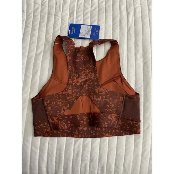 Brooks NWT 32C/D Drive 3 Pocket Run Bra Glitch Print Copper Compression Wicking - Picture 6 of 10